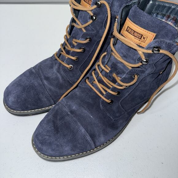 Pikolinos Men’s York Cap Toe Boots Blue Suede Leather Size 43 - Picture 4 of 8